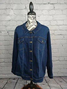 Ruff Hewn women's button front long sleeve stretch blue jean jacket 3x NWT BB15 - Picture 1 of 10