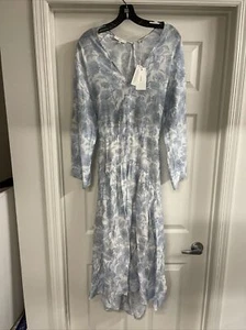 Vince Dahlia Long Sleeve Double V Neck Dress - New With Tags Size Small - Picture 1 of 8