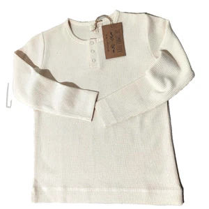 Organic Cotton Waffle Henley Unisex Size 7-8 Yr Simple Folk Sustainable Undyed - Picture 1 of 12