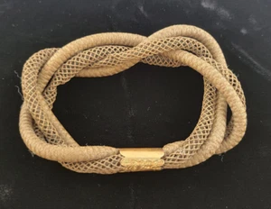 Antiguo brazalete de luto de cabello tejido victoriano con banda de oro 14k - Imagen 1 de 6