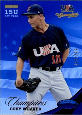 2013 USA Baseball Champions National Team Mirror Blue #187 Coby Weaver /299 - Image 1 of 2