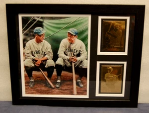 BABE RUTH & LOU GEHRIG AUTHENTIC FRAMED MLB HIGHLAND 24KT GOLD Photo YANKEES - Picture 1 of 1
