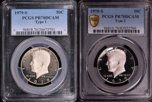 1979-S Type 1 & Type 2 Kennedy Half Dollar 2 Coin Set PCGS PR-70 DCAM - Picture 1 of 2