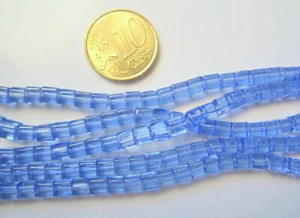 Perlas cubo cristal 4 mm azul celeste X 50 UNIDADES transparente abalorios - Imagen 1 de 5