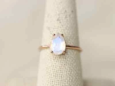 1.5 Ct Pear Lab-Created Moonstone Solitaire Engagement Ring 14K Rose Gold Plated - Image 1 of 4