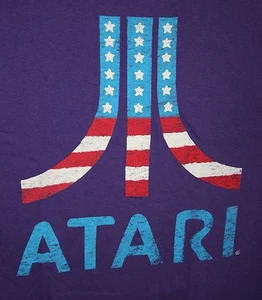 Purple Patriotic Atari Logo Video / Arcade Game 2016 T-Shirt New Mens Sz Small - Picture 1 of 2
