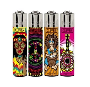 Clipper Classic Original Feuerzeug Serie 'Hippie Peace' 4 Stück Feuerzeuge NEU - Bild 1 von 2