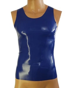 Hombre Goma Látex Azul Real Camiseta Chaleco Top Camiseta Muscular Todas las Tallas. HECHO A MANO - Imagen 1 de 2