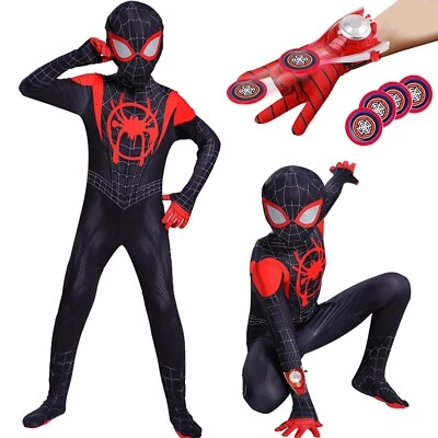 Jungen Spiderman Kostüm Kinder Verkleidung Set Web Shooter Outfit Party Cosplay