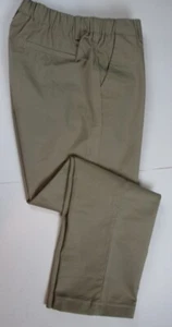 LANDS END Khaki School Uniform Elastic Waist Pull-On Chino Pants Girls 14 GC - Picture 1 of 5