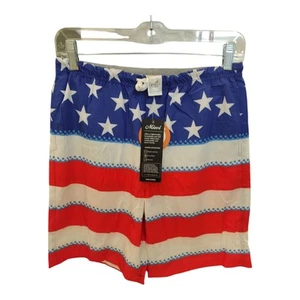 NWT Mivei Shorts Swim Trunks Boys L 14-16 Red White Blue Stars Stripes  - Picture 1 of 3