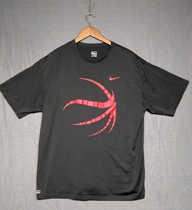 NIKE Maglietta Uomo XL Dri Fit Basket Nero Rosso Grafica Maglietta Atletica - Foto 1 di 8
