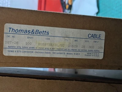 187-26 | THOMAS&Betts | 28AWG 300V 105°C Cable 100ft | NOS | 1 pc - Bild 1 von 4