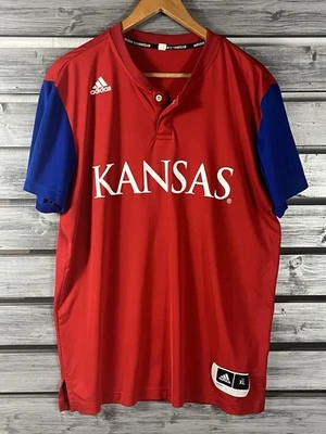 Adidas Kansas Jayhawks Jersey Shirt Mens XL/L Button Snap Basketball - Image 1 of 4