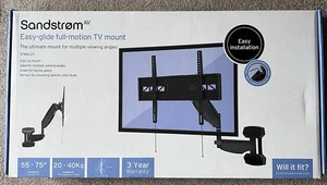 Sandstrom Easy Glide SFMGL23 55-75" Full Motion TV Mount Black  TV Bracket TILT - Picture 1 of 7