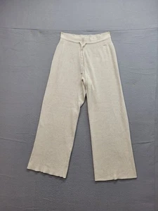 Uniqlo Women Pants M Beige Rayon B Ribbed Drawstring Flared Leg Casual Relaxed - Picture 1 of 21