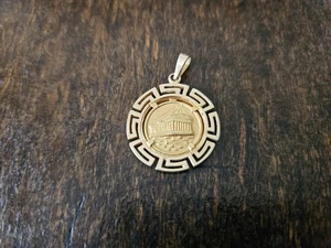 Alejandro Magno y Panteón 14k Colgante Oro Griego Collar Atenas - Imagen 1 de 6