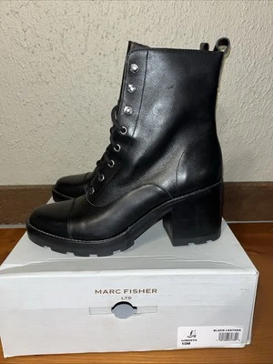 Marc Fisher Ltd WAYNA 10M Black Leather women lace up boots - Image 1 of 4