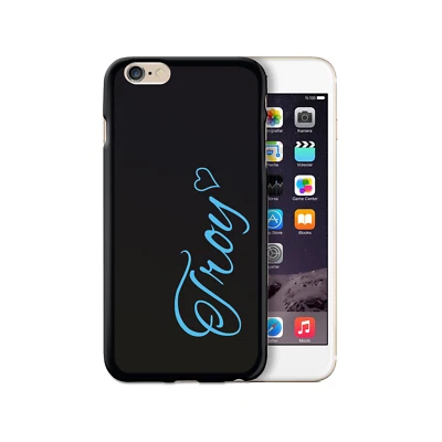 Funda de teléfono inicial personalizada; nombre de corazón azul en cubierta de teléfono suave negra - TPU Foto 1 de 4
