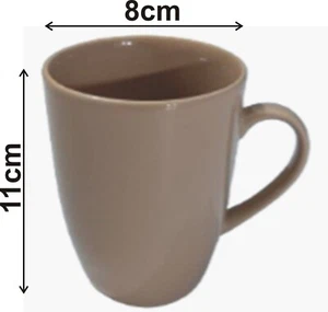 6 x 310 ML LARGE GOOD SIZE BROWN CERAMIC GLASS TEA CHAI COFFEE MUGS - Picture 1 of 1