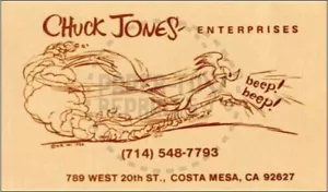 CHUCK JONES ENTERPRISES BUSINESS CARD - VINTAGE REPRINT - Picture 1 of 2