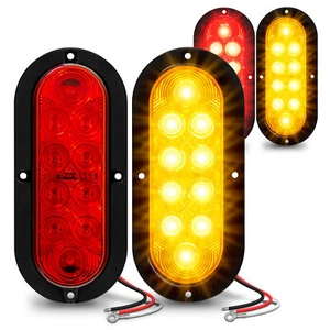 Kit de luces traseras LED de remolque de 6" ovalado 2 rojo + 2 ámbar señal de giro freno impermeable - Imagen 1 de 8