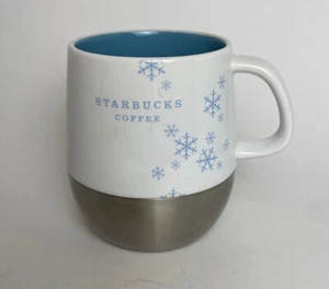 Starbucks 2007 White Ceramic Stainless Steel Bottom Coffee Tea Mug Cup 10 Oz - Picture 1 of 11