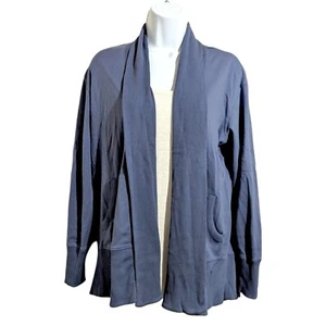 L. L. Bean offene Strickjacke Damen Größe L blau gebraucht, in einwandfreiem Zustand Pima-Baumwolle atmungsaktiv gerippt - Bild 1 von 8