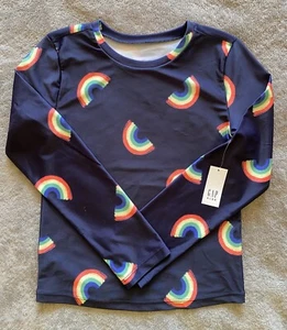GAP KIDS Girls Swim Cover-up Rash Guard Navy & Rainbow Motif—Size Medium (8)—NWT - Picture 1 of 3