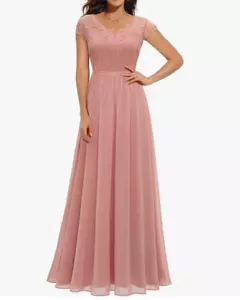 Daisyaner Formal Floral Lace Maxi Dress Evening Party Elegant V-Neck Dresses - Picture 1 of 4