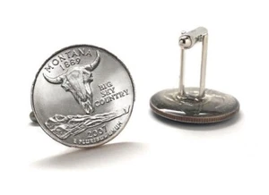Herren Manschettenknöpfe Montana State Quarter Münze Manschettenknöpfe Stempelglanz Viertel 2007 - Bild 1 von 6