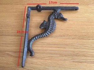 Cast Iron Seahorse Shelf / Corner / Wall Bracket Rustic Brown 17x19.5cm - Picture 1 of 4