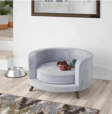 Elegant Raised Dog Pet Sofa Grey - Image 1 of 4