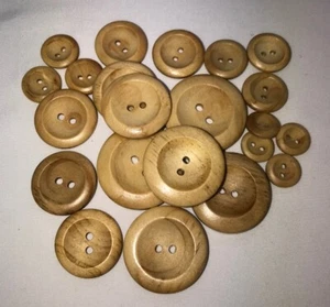 Natural Wooden Buttons 14mm 16mm 19mm 23mm 25mm 29mm 31mm 35mm baby knitted - Picture 1 of 1
