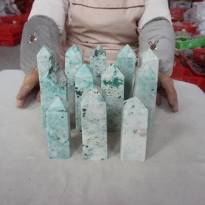 10,9 lb 12 Piedra Fénix Natural Crisocola Punta de Cristal Torre Sanación África - Imagen 1 de 12