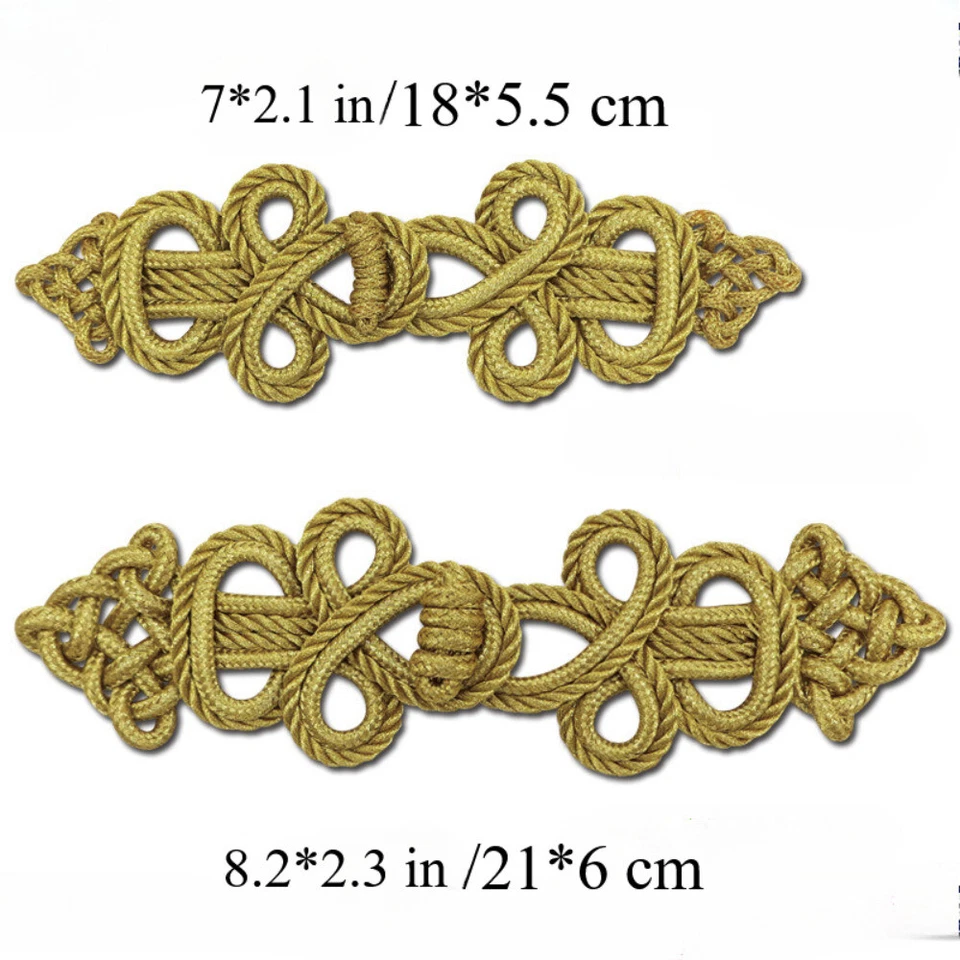 1x Uniform Knot Buttons Applique Patch Baroque Suit Costume Cord Accessory Decor - Image 1 of 4