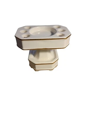Soporte de cepillo de dientes de porcelana vintage sobre pedestal Foto 1 de 4