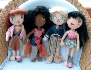 Vintage HTF Fashion Angels Living Dolls - set of 4 plush dolls 5 wigs & clothes - Picture 1 of 23