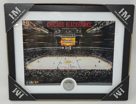 Chicago Blackhawks Art Deco Silver Coin Photo Mint 13" X 16" UNITED CENTER Cover
