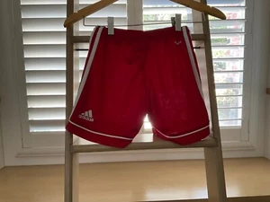 Adidas Boys 3 Stripe Athletic Shorts White/Red - Size 7/8 - Picture 1 of 3
