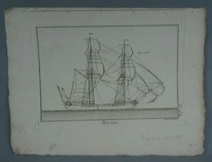 gravure bateau marine encyclopédie marine 1787 planche 134 benard direxit - Imagen 1 de 2
