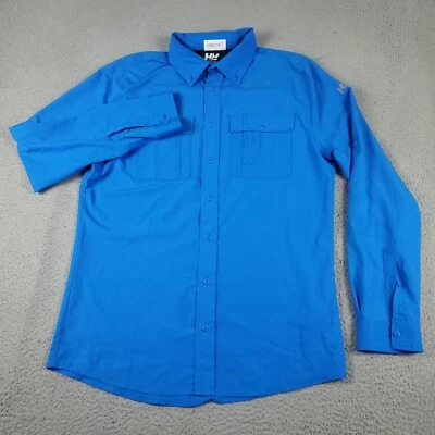 Рубашка мужская Helly Hansen размер средний синяя повседневная на пуговицах с длинным рукавом * - Изображение 1 из 4