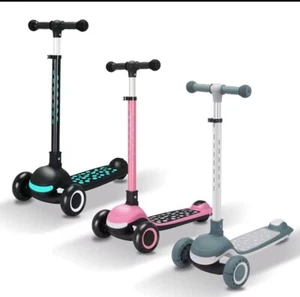 Children Scooter Foldable Adjustable Height Flashing LED Light Music 3 Wheels - Picture 1 of 3