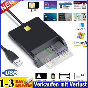Chipkartenleser SIM Kartenleser Personalausweis Lesegerät USB Smart Card Reader