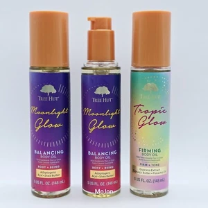 Lot Of 3 Tree Hut Moonlight Glow Balancing + Firming Tropic Glow Body Oil 5 Oz - Picture 1 of 14