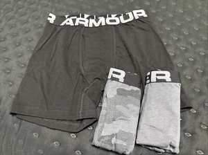 Youth Under Armour UA Boy’s Boxer Briefs YSM 3 Pack Cotton Stretch Boxer Jock - Picture 1 of 5