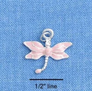 Charm, 2 Silver Plated Soft Pink Enamel 17mm Dragonfly Charms - Picture 1 of 1