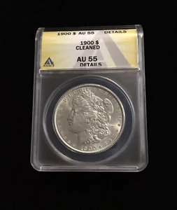 1900 ANACS AU 55 Morgan Silver Dollar, US Silver $1 Coin *Details* *Cleaned* - Picture 1 of 2