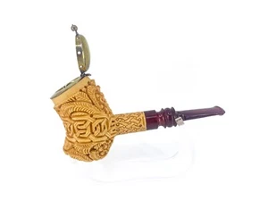 S.Yanik Meerschaum Pipe Poker Smoking Pipe with Celtic Knot Ornament - Picture 1 of 10