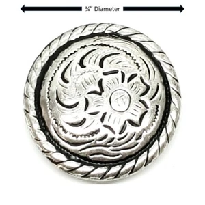 4 Pack Set, 3/4" Antiqued Silver Western Saddle Bright Concho With 1/4" Screw  - Picture 1 of 3